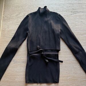 Aritzia Charcoal Ribbed Knit Top (interesting lower back cut)